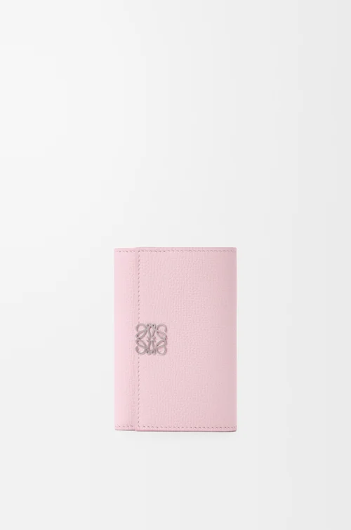 LOEWE Anagram small vertical wallet in pebble grained calfskin Blossom