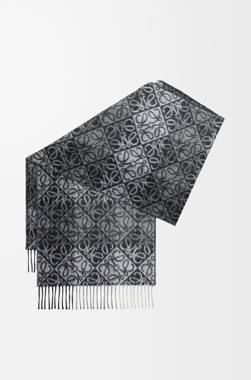 LOEWE Anagram scarf in wool and cashmere Black/White