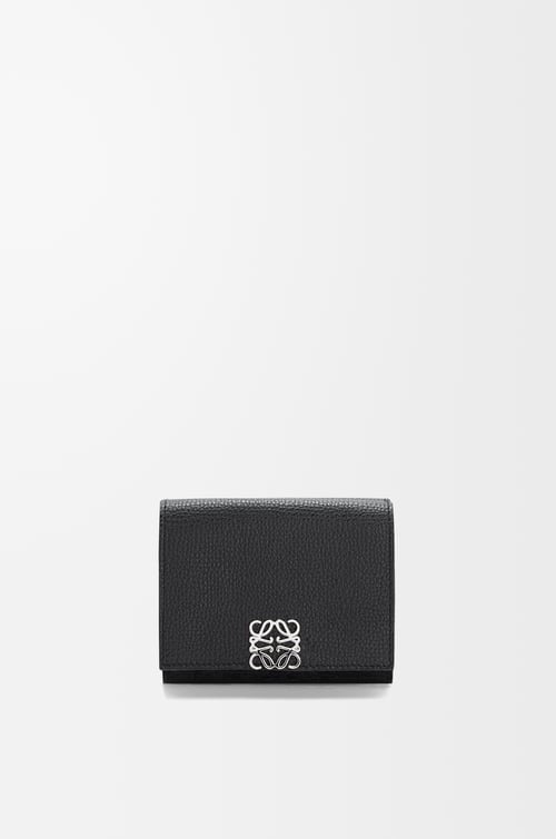 LOEWE Anagram trifold wallet in pebble grained calfskin Black plp_rd
