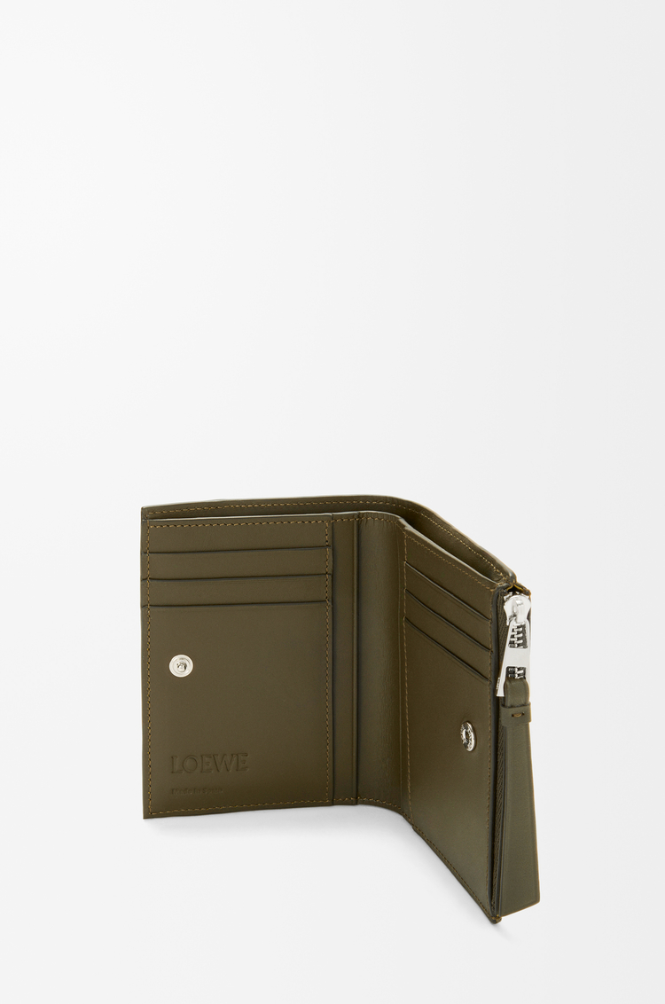 LOEWE Puzzle slim compact wallet in classic calfskin Dark Khaki