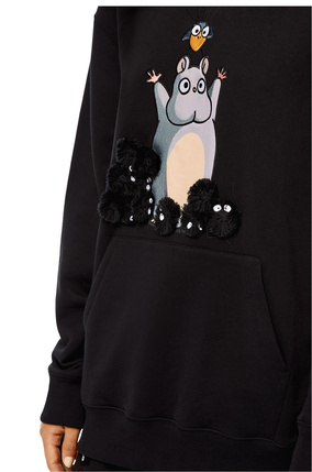 LOEWE Sudadera con capucha en algodón con bordado ratón Bô Negro/Multicolor plp_rd