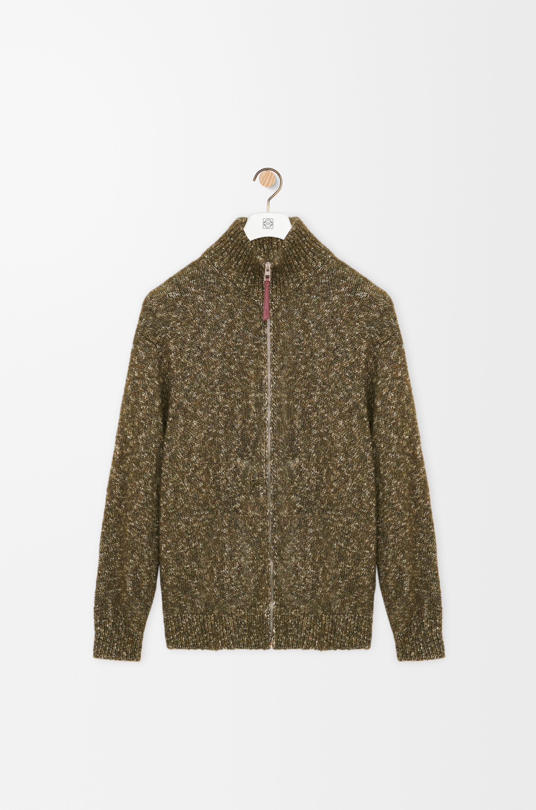 ジップアップ カーディガン（コットン/リネン/ウール） ベージュ - LOEWE