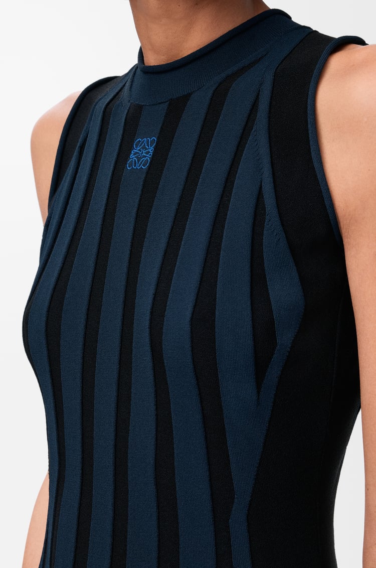 LOEWE Vestido en mezcla de viscosa elástica Azul Marino/Negro