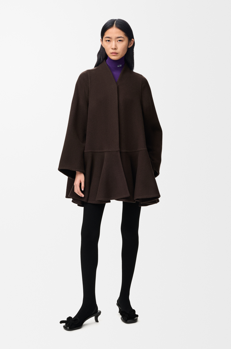 LOEWE Abrigo corto en lana y cashmere Marrón