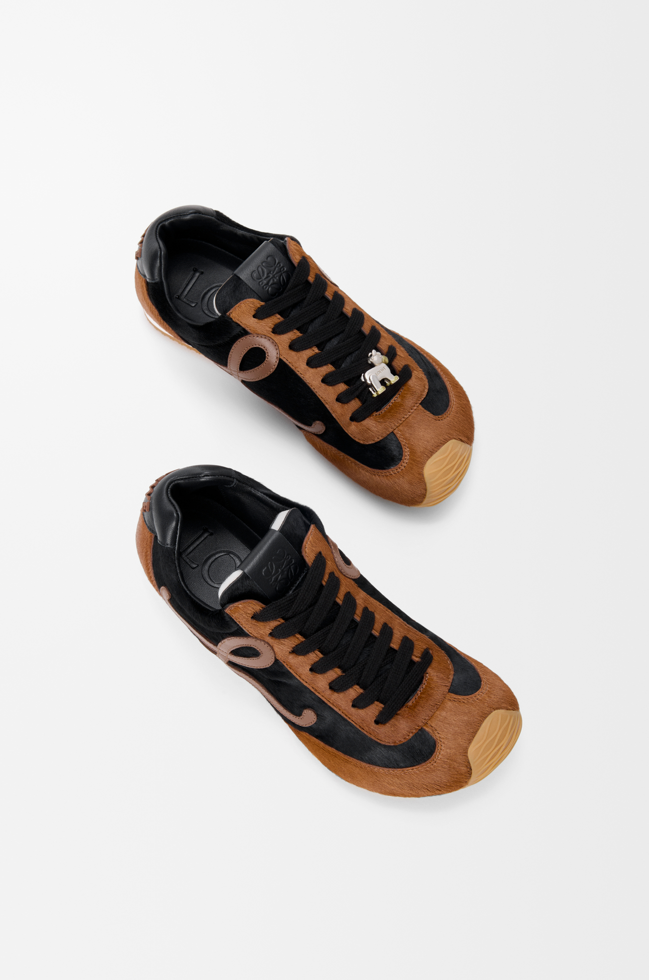 LOEWE Ballet Runner 2.0 in hairy calfskin Black/Squirrel