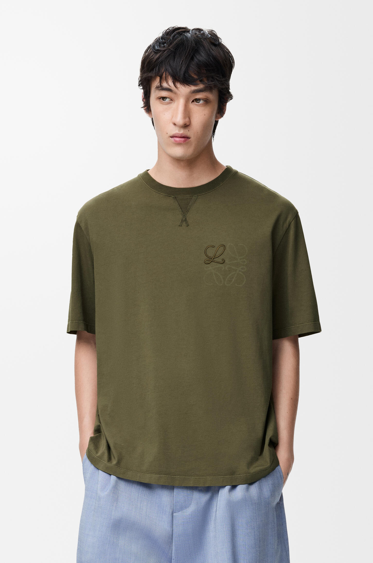 LOEWE Loose fit T-shirt in cotton Khaki Green