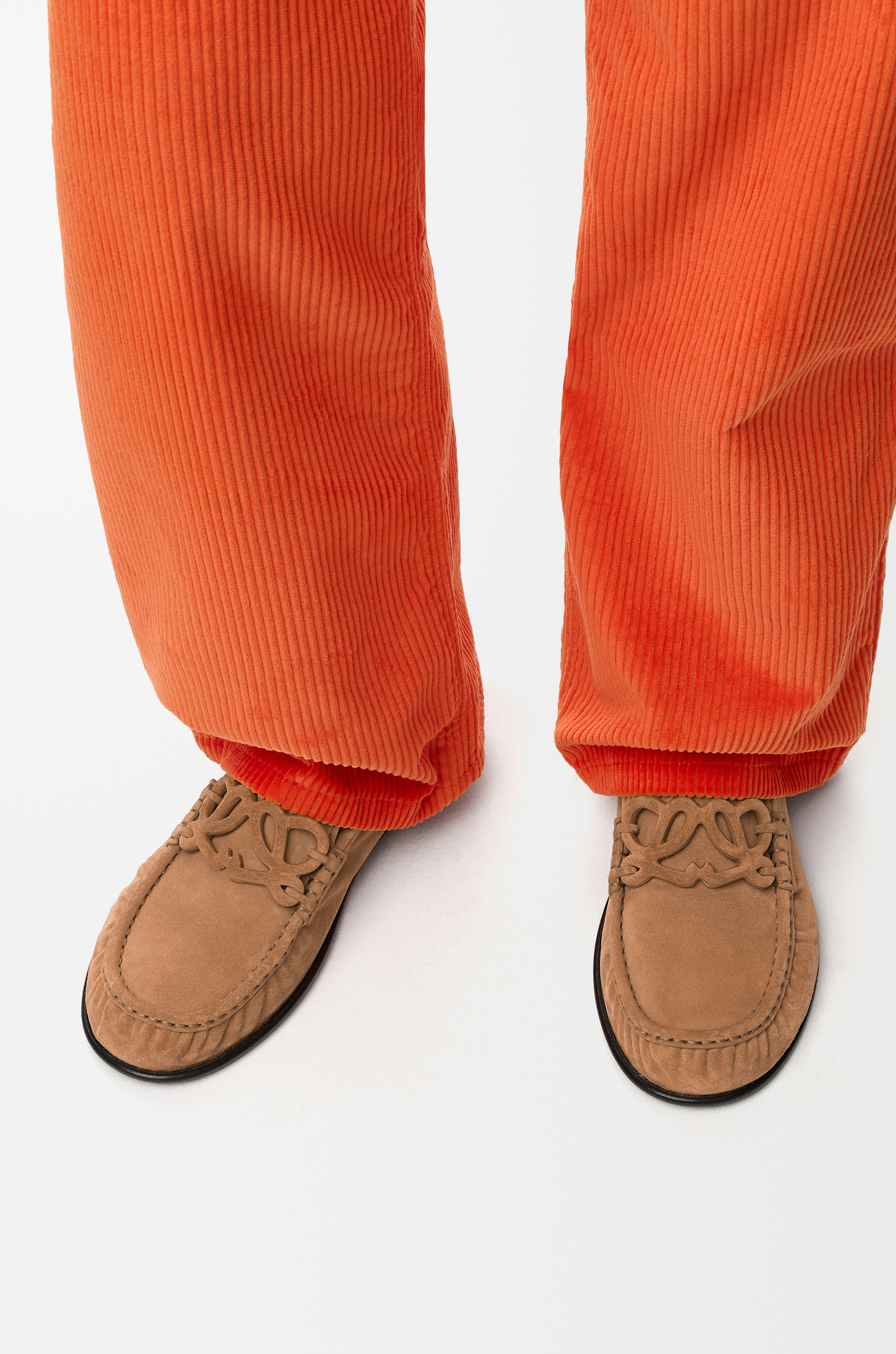 LOEWE Double L loafer in suede calfskin Caramel Latte