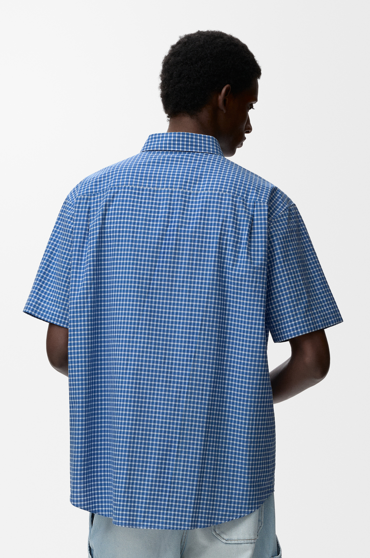 LOEWE 棉质短袖衬衫 蓝色/白色