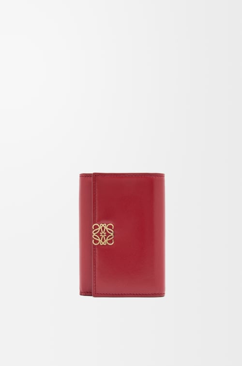 LOEWE Puffer Anagram small vertical wallet in shiny nappa calfskin Burnt Red plp_rd
