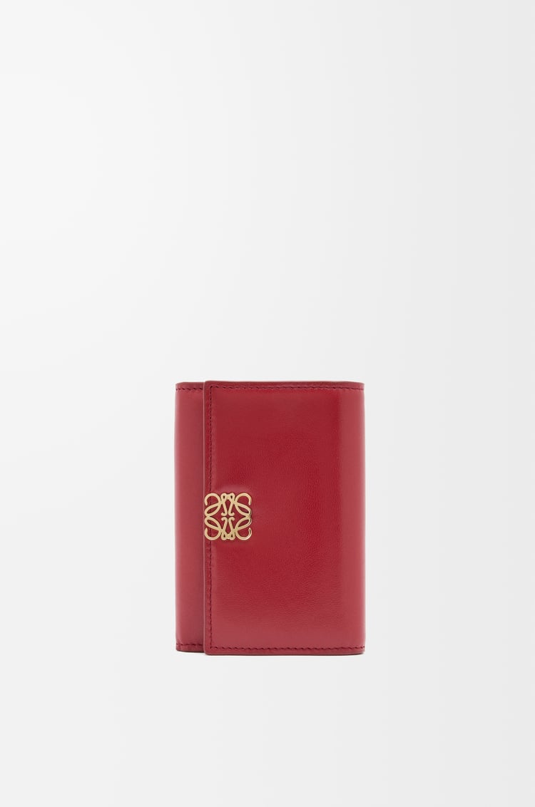 LOEWE Puffer Anagram small vertical wallet in shiny nappa calfskin Burnt Red