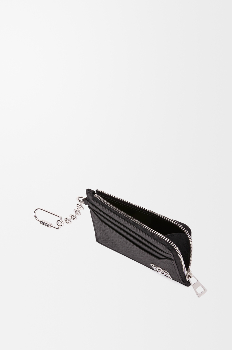 LOEWE Tarjetero-monedero cuadrado Anagram en piel de ternera Negro