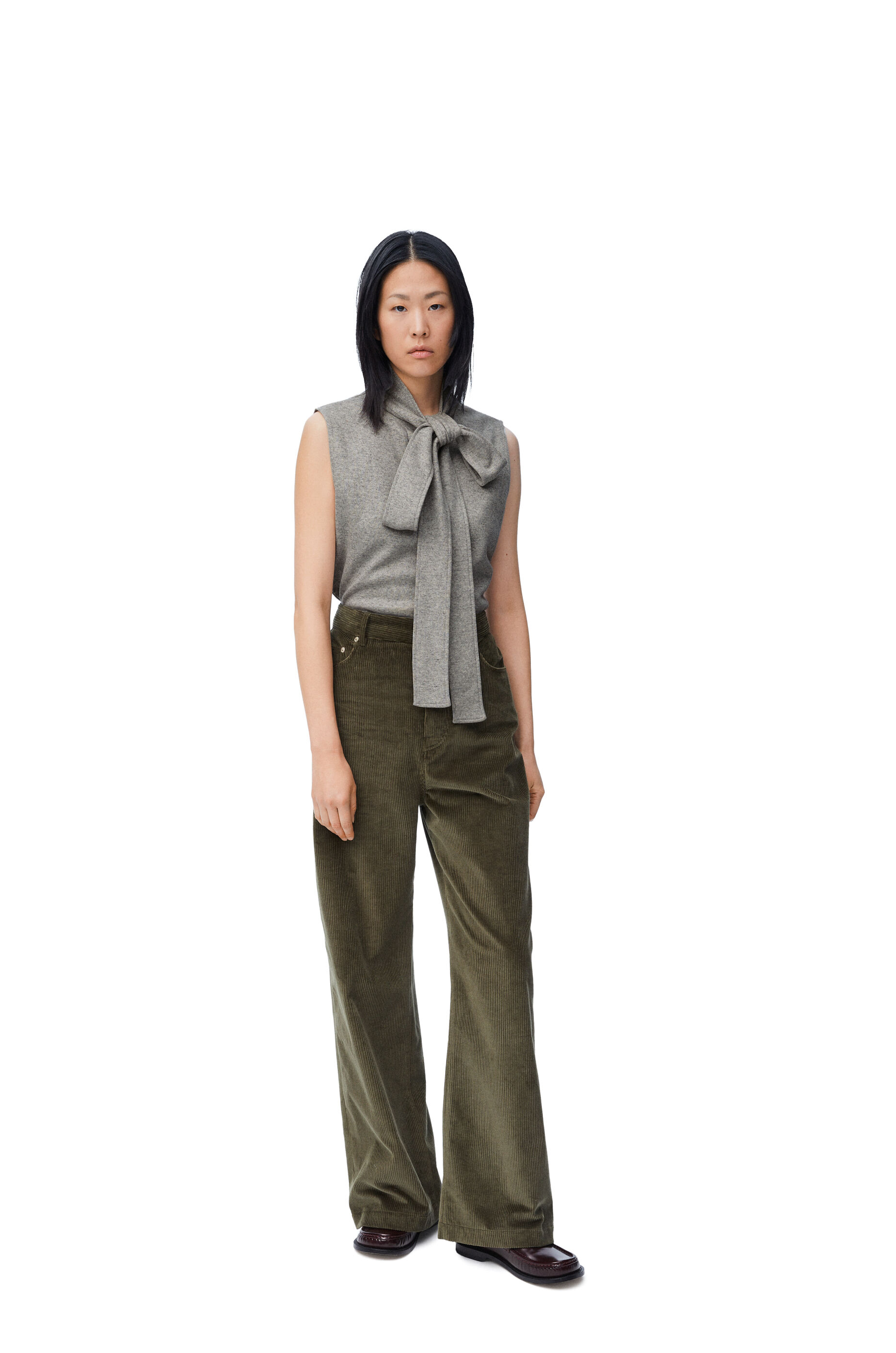 Bow top in wool and silk blend Light Grey Melange LOEWE