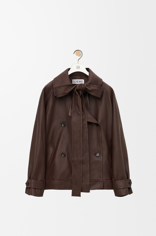 LOEWE Chaqueta con lazo en piel napa de cordero Chocolate Negro