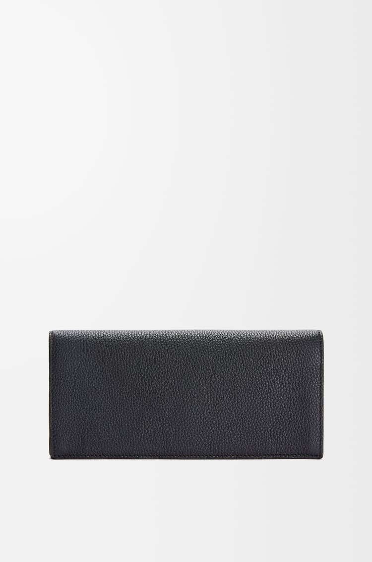 LOEWE 柔軟粒面小牛皮長版橫式錢包 黑色