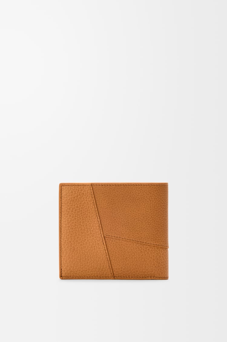 LOEWE 柔軟粒面小牛皮 Puzzle 雙摺硬幣錢包 淺峽谷棕色