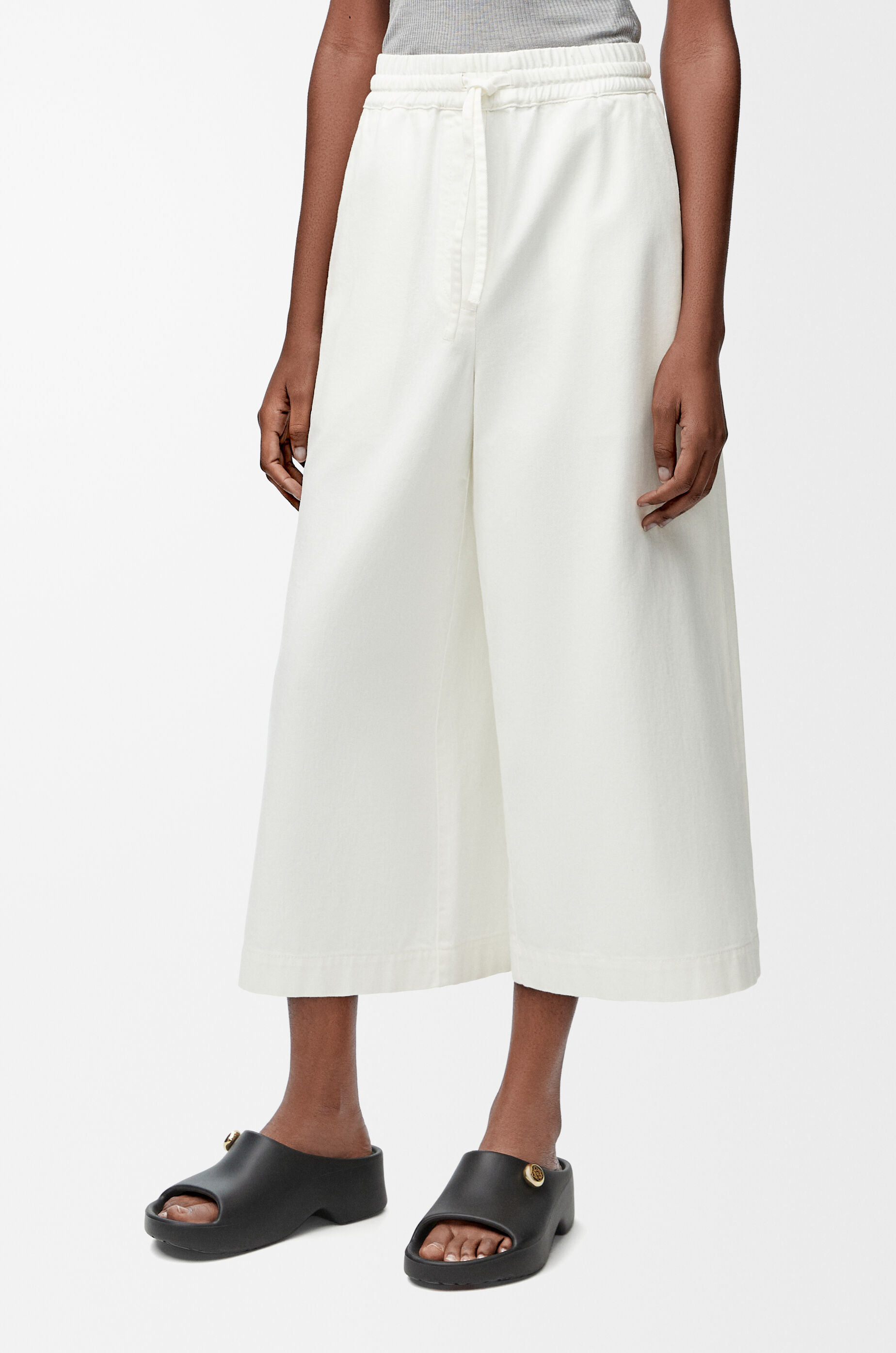 Cropped trousers in denim White - LOEWE