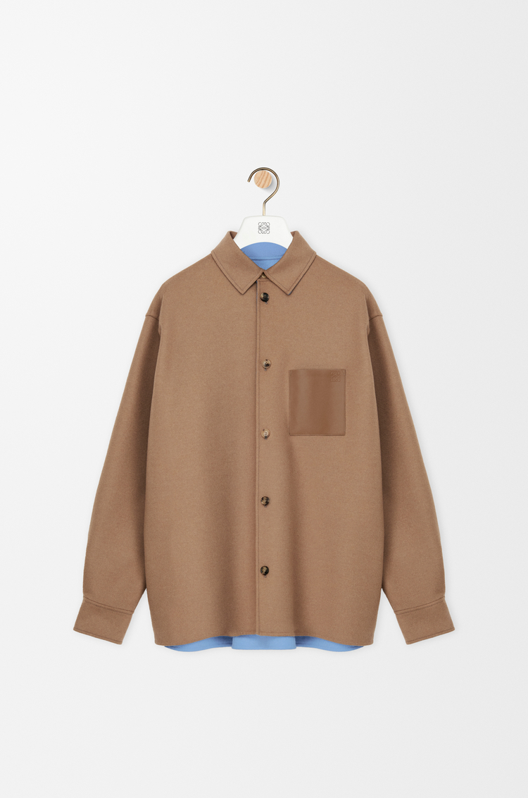LOEWE Sobrecamisa en lana y cashmere Camel/Azul