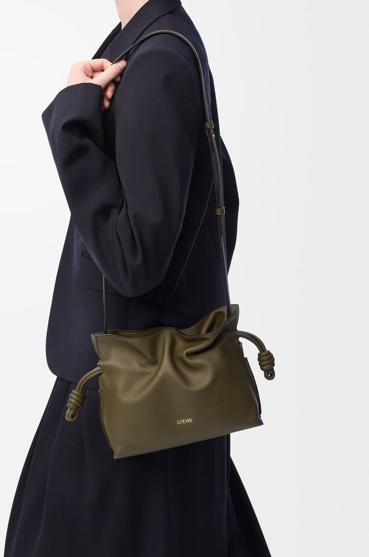 LOEWE Mini Flamenco clutch in nappa calfskin Dark Khaki