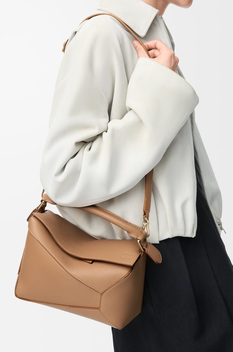 LOEWE Small Puzzle bag in soft grained calfskin Toffee