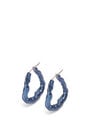 LOEWE 紋銀納帕皮革扭曲環形耳環 天藍