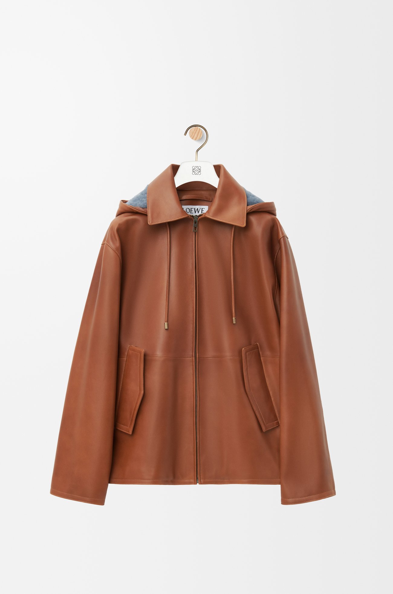 LOEWE Hooded jacket in nappa lambskin Earth Brown