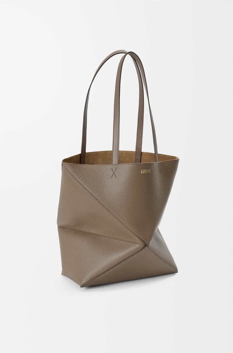 LOEWE Medium Puzzle Fold tote in soft grained calfskin Taupe