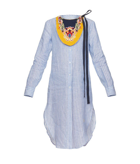 LOEWE Long Tunic Shirt W/ Emb Bib white/blue LOEWE Long Tunic Shirt W/ Emb Bib white/blue all