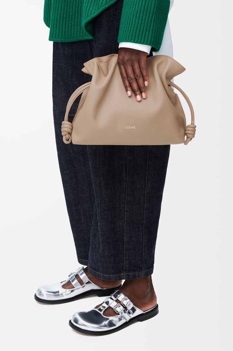 LOEWE Medium Flamenco clutch in nappa calfskin Sand