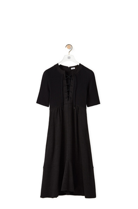 LOEWE Lace up dress in linen and cotton Black