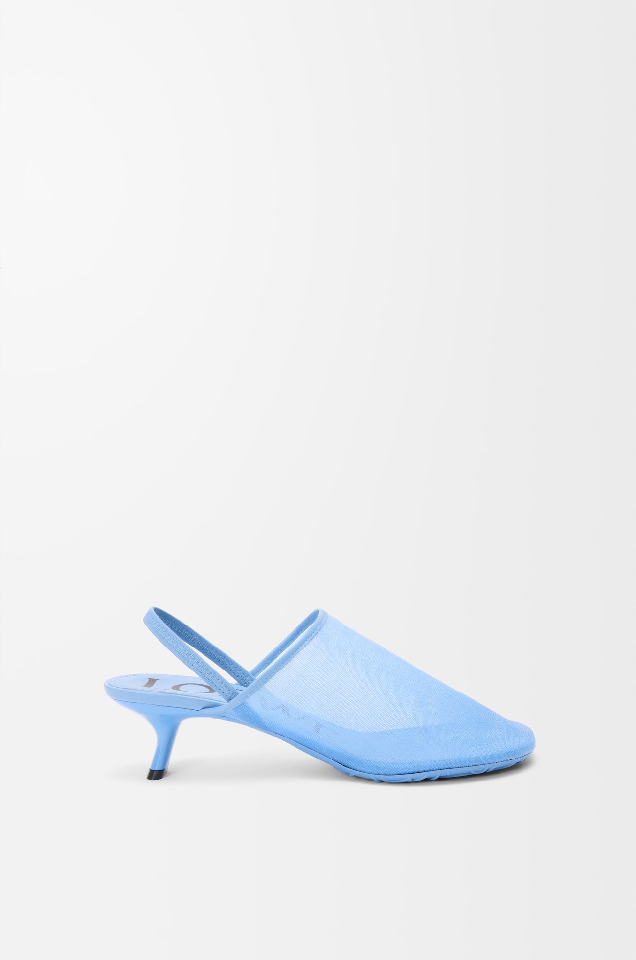 LOEWE Petal slingback heel sandal in mesh Sea Blue