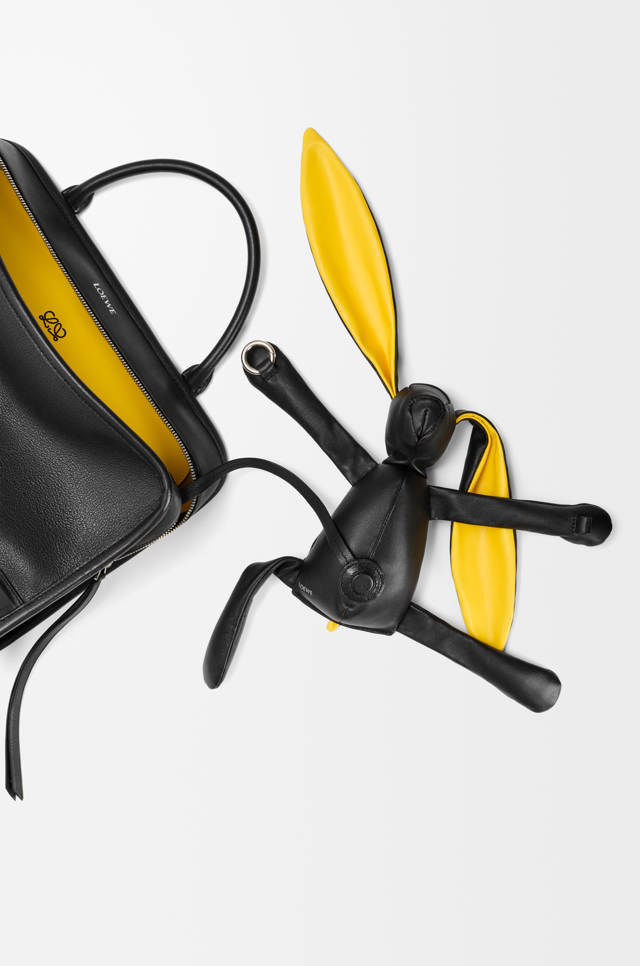 LOEWE Large Amazona 180 Lazy Dog bag in buffalino leather Black/Yellow