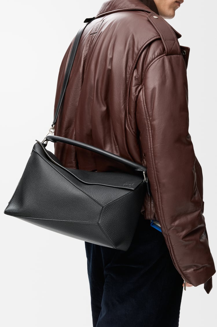 LOEWE Large Puzzle Edge bag in grained calfskin Black