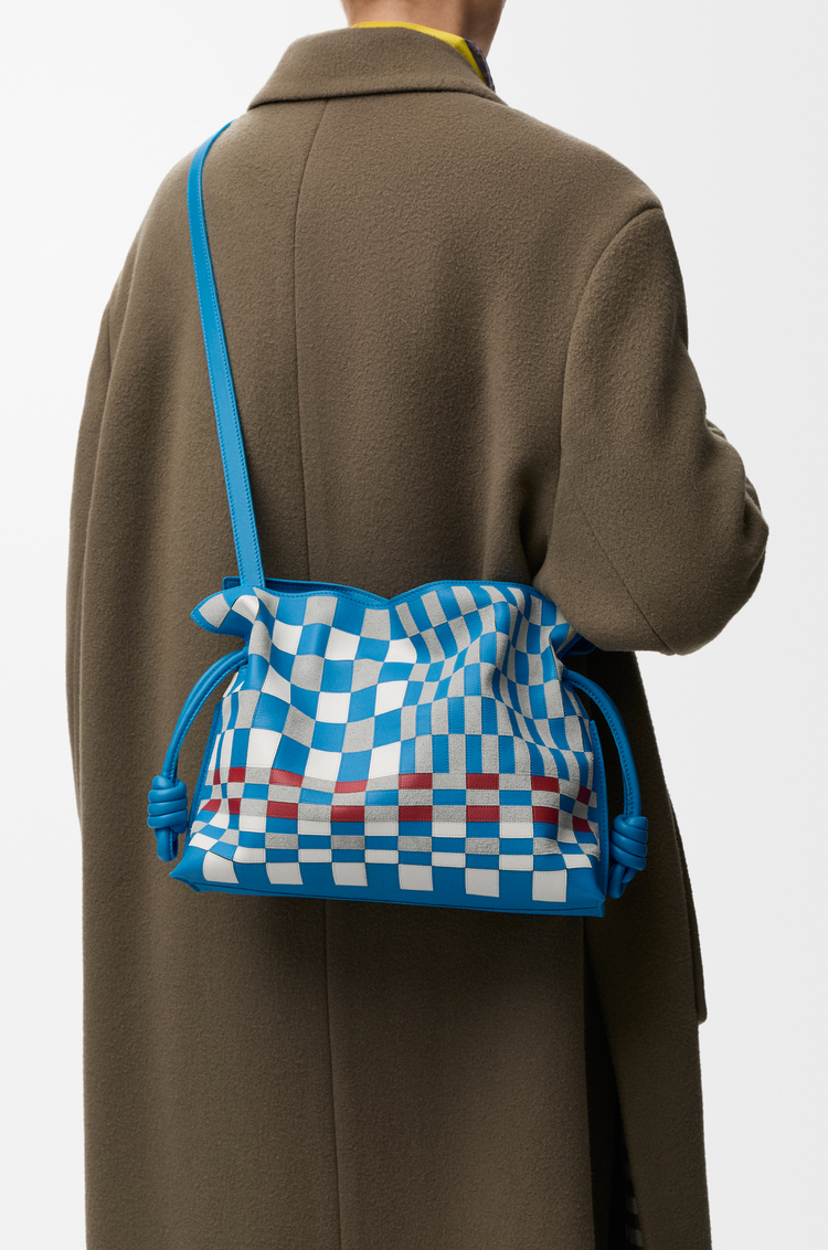 LOEWE Borsa Flamenco Clutch media a intarsio effetto mosaico Blu/Multicolore