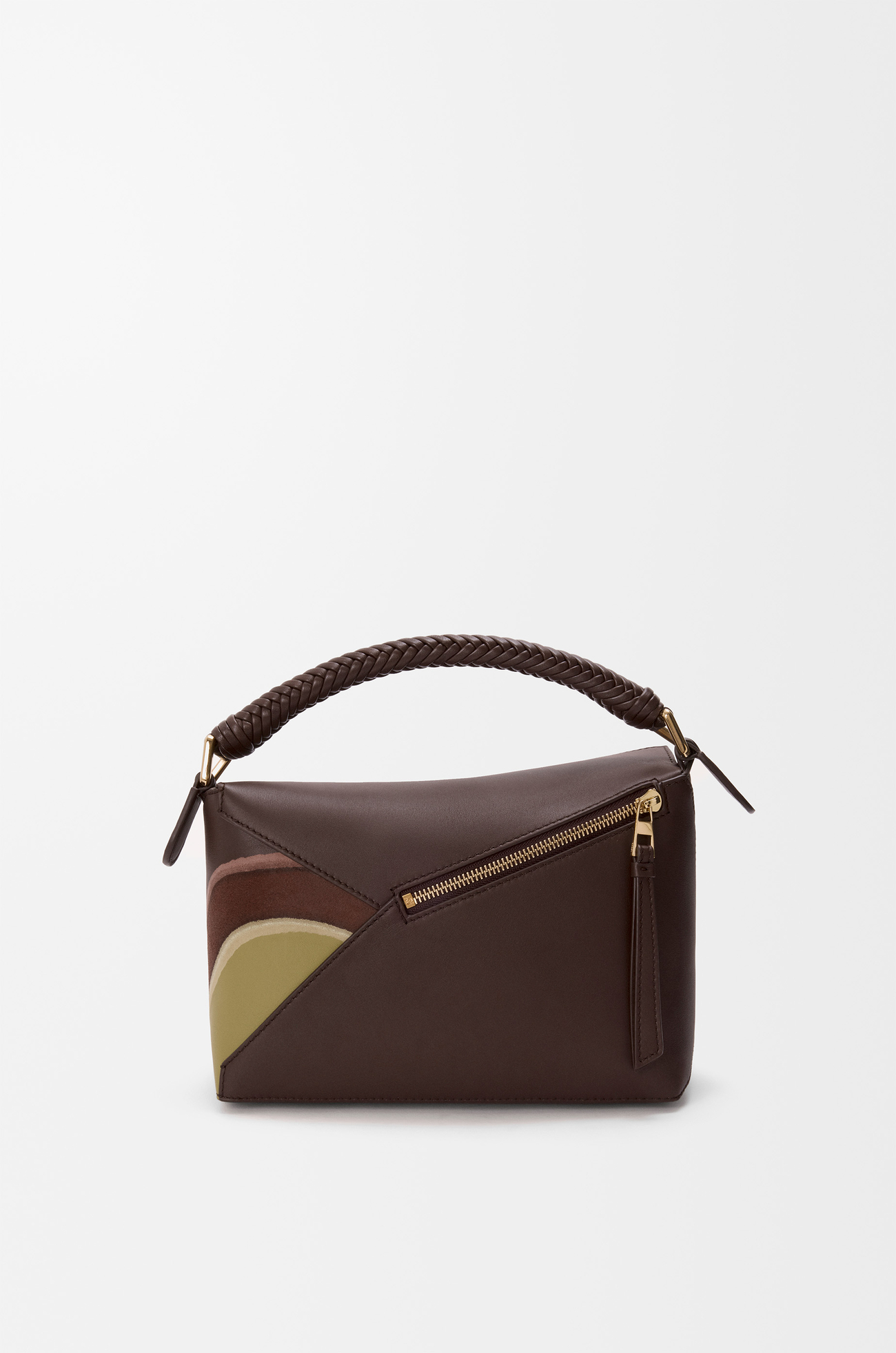 LOEWE Small Puzzle Edge Landscape bag in nappa calfskin Chocolate/Light Moss