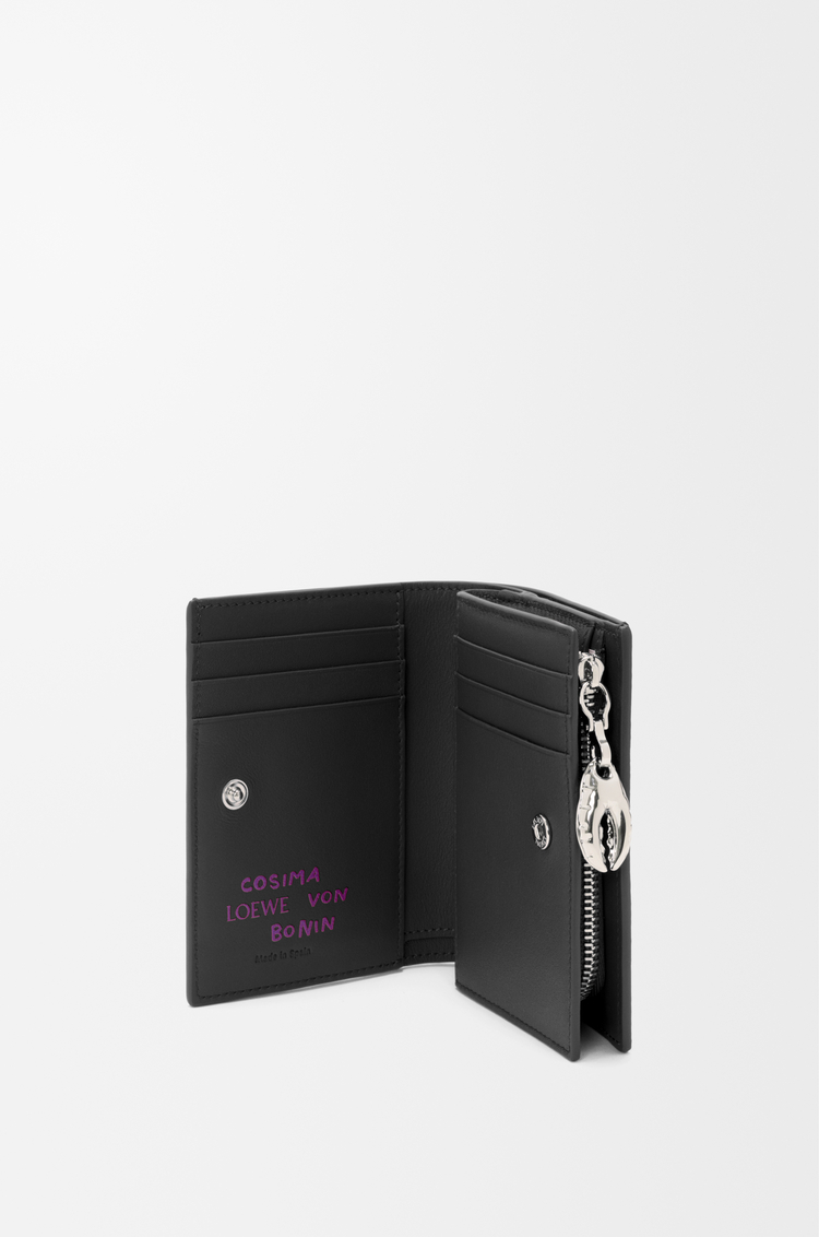 LOEWE Cartera compacta Claw en piel de cordero brillante Negro