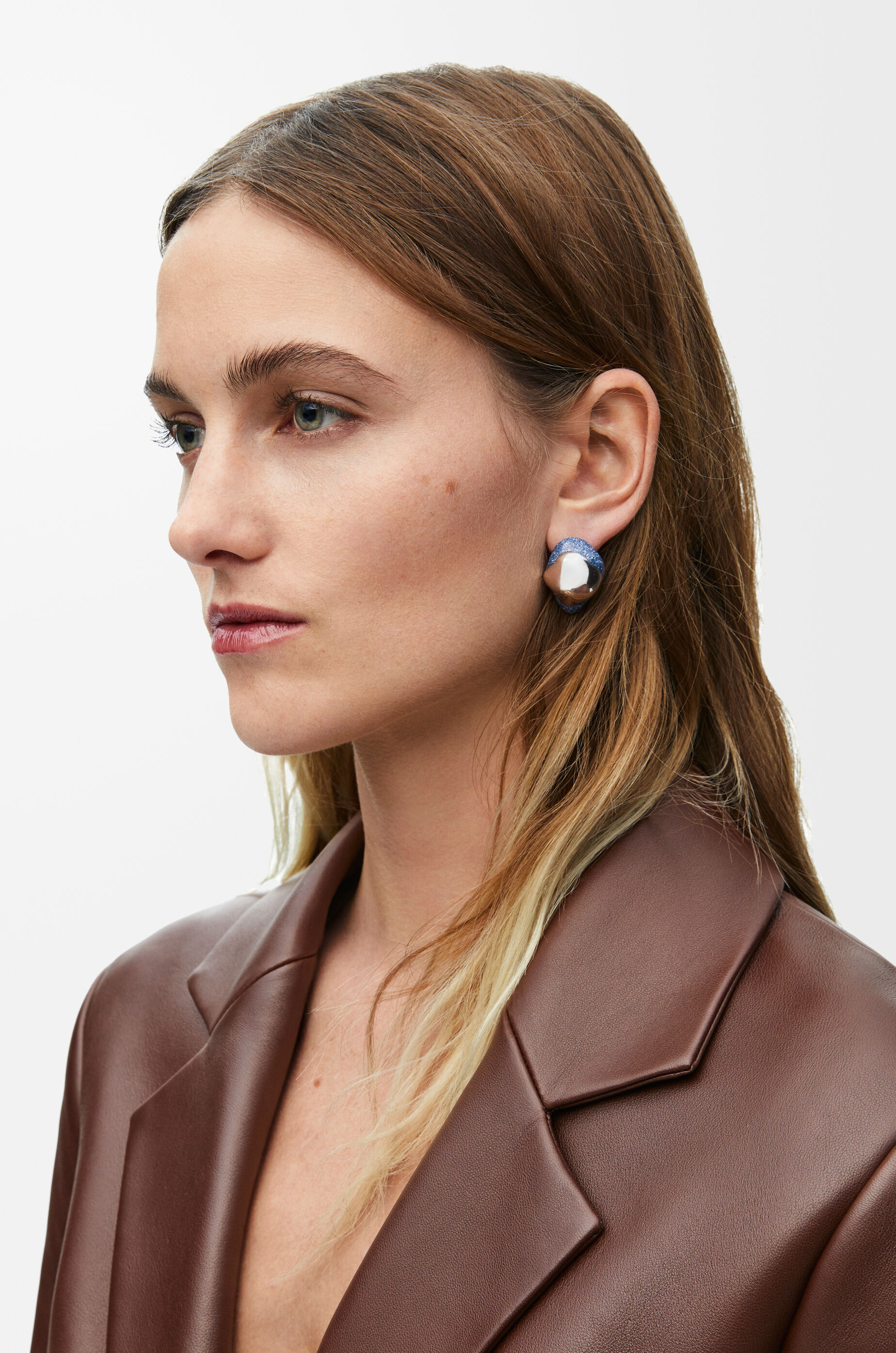 フォームドリップ ピアス（スターリングシルバー＆エナメル） シルバー/ブルー - LOEWE