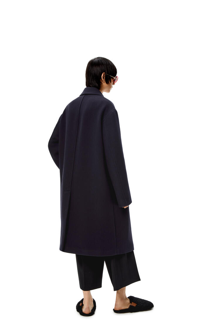 LOEWE Drop shoulder coat in wool and cashmere Navy Blue pdp_rd
