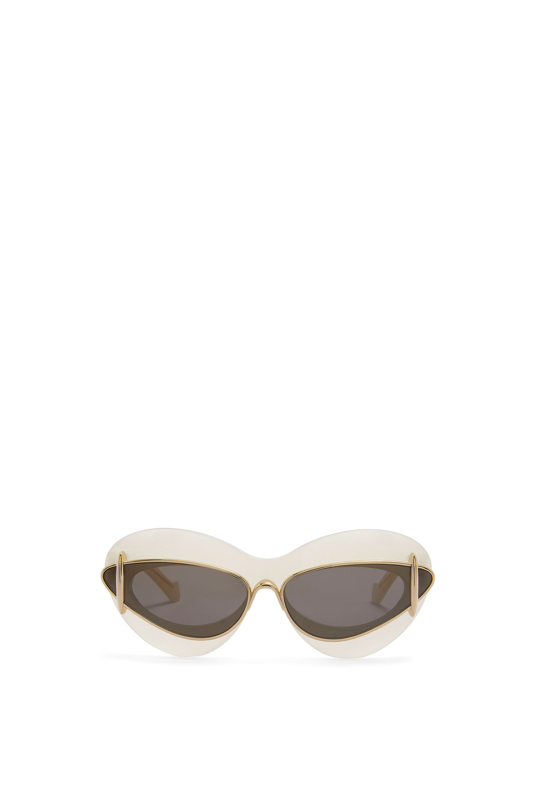 Occhiali da sole con doppia montatura cat eye in acetato e metallo Avorio Marrone LOEWE