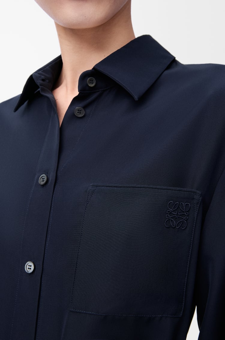 LOEWE Blusa en seda con cinturón Azul Marino