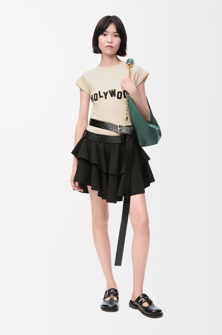 LOEWE Camiseta de corte pequeño en algodón y viscosa Marfil