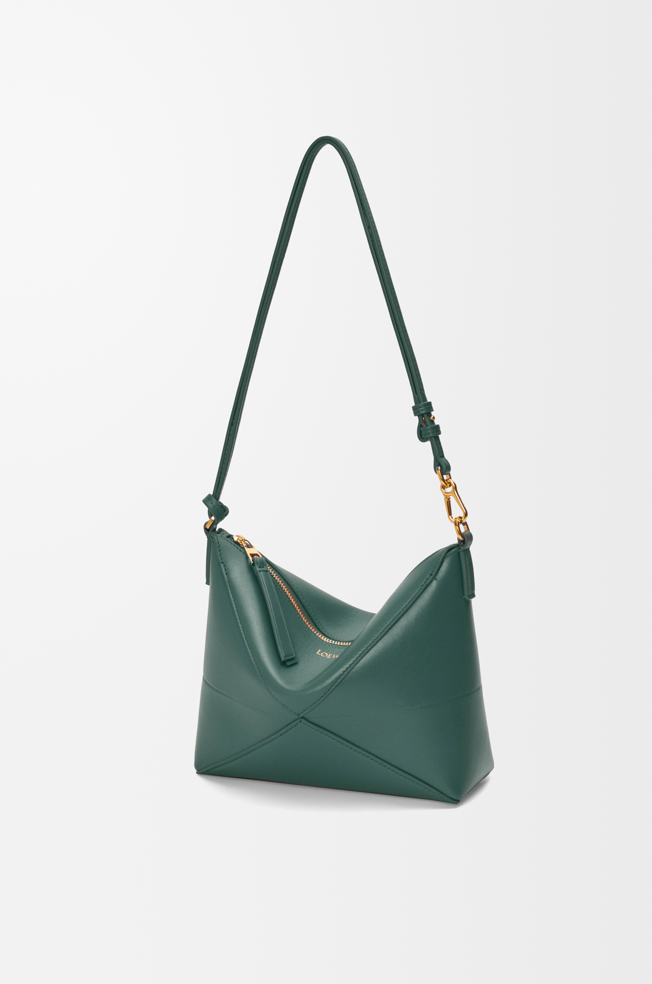 LOEWE Puzzle Fold pouch in shiny nappa calfskin Vetiver