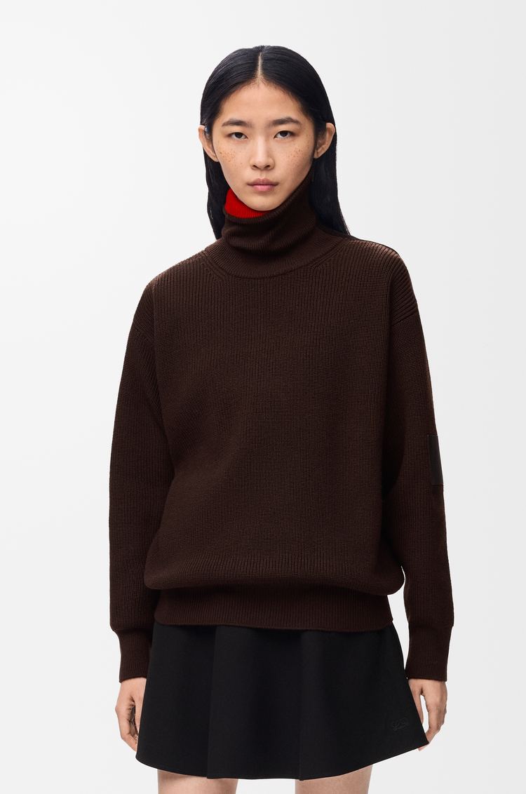 LOEWE Jersey con cremallera en lana Marrón