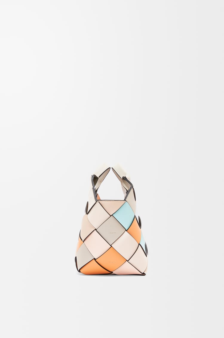 LOEWE Small Surplus Leather Woven basket bag in calfskin Apricot/Gold