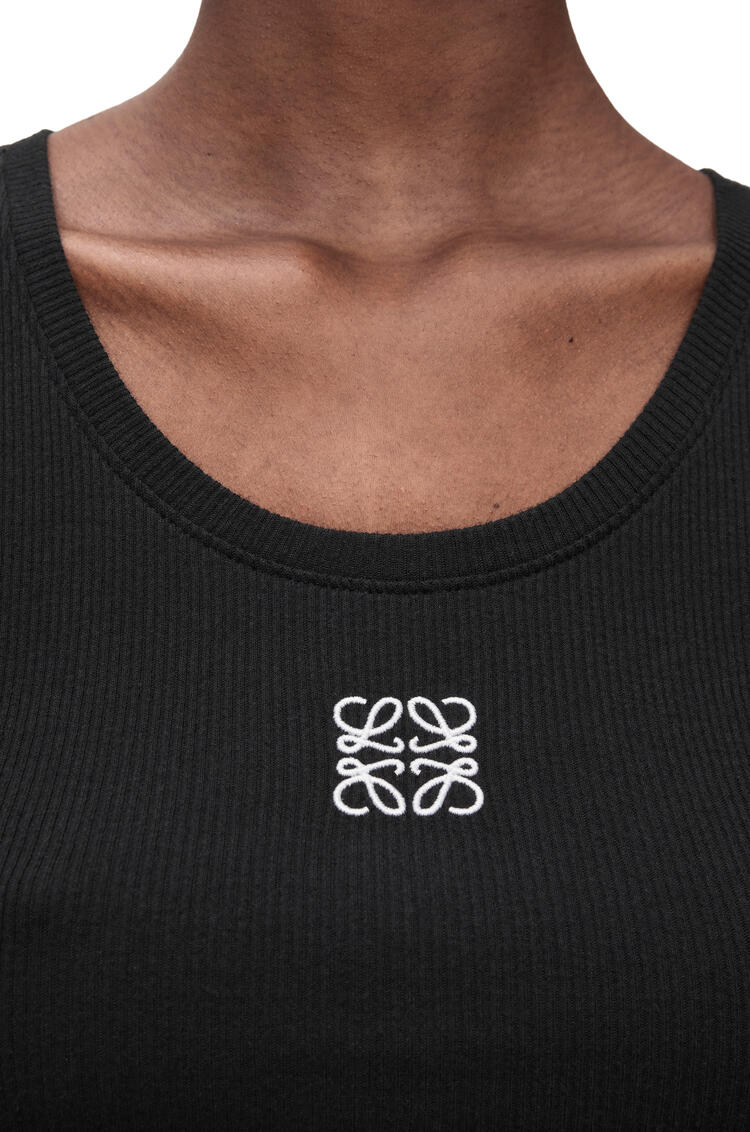 LOEWE Cropped Anagram tank top in cotton Black/White pdp_rd
