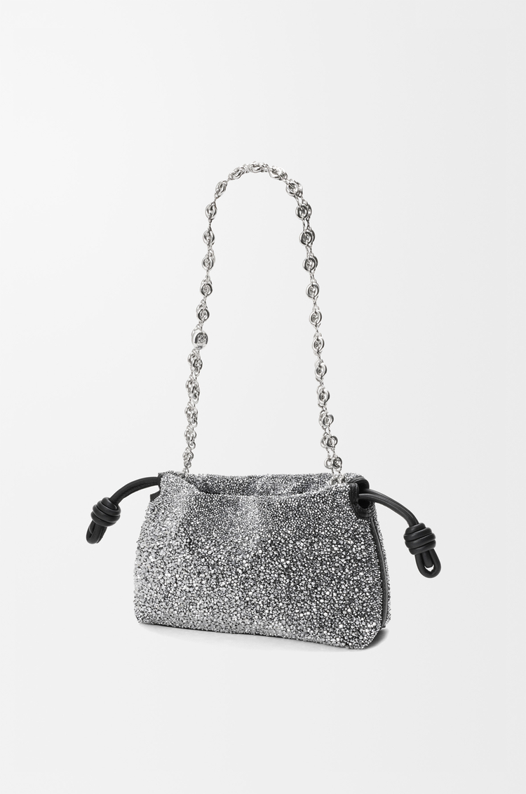 LOEWE Mini Flamenco purse en perles et cuir d'agneau nappa Noir/Argent