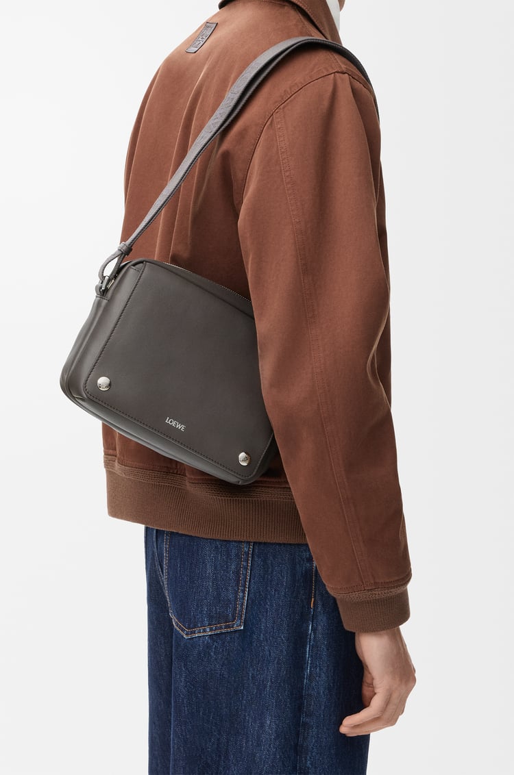LOEWE Medium Pebble messenger bag in smooth calfskin Dark Grey