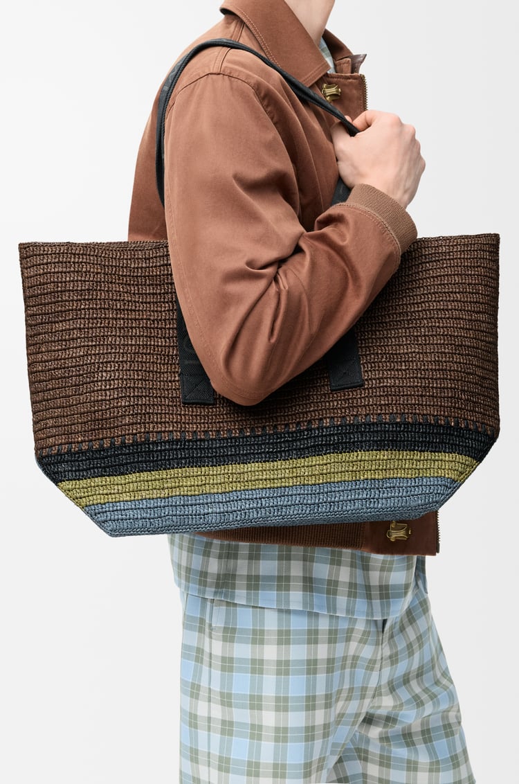 LOEWE Fold Shopper in raffia Brown/Multicolor