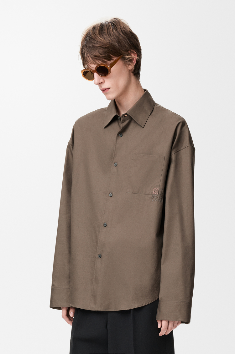 LOEWE Camicia in cotone Marrone Kaki