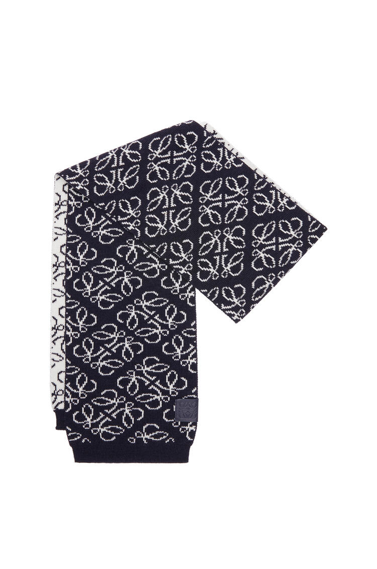 LOEWE All-over Anagram scarf in wool Navy/White