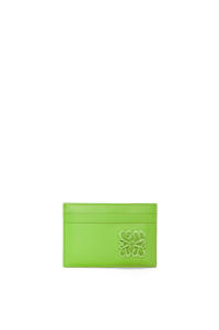LOEWE Inflated Anagram plain cardholder in satin calfskin Pea Green Glaze